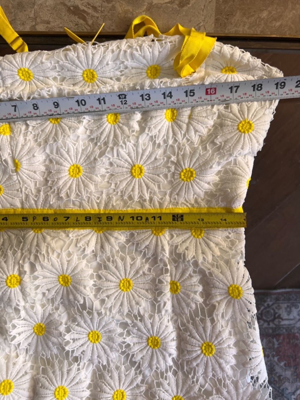 Boston Proper Daisy Lace Maxi Sleeveless Dress White/Yellow size S 12 - cute! - Picture 11 of 12
